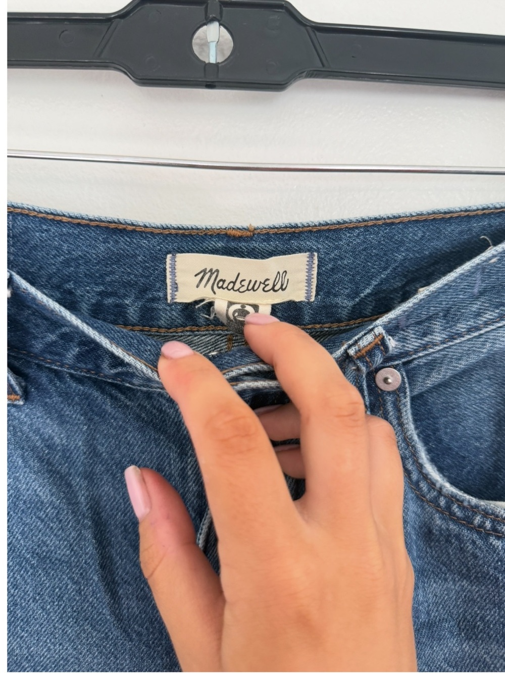 Madewell Jeans SuperWide-Leg Cuffed in Fannin Blue Rigid - Picture 8 of 12